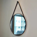 Adnet Leather Mirror 50 cm + Bracket – Evervale
