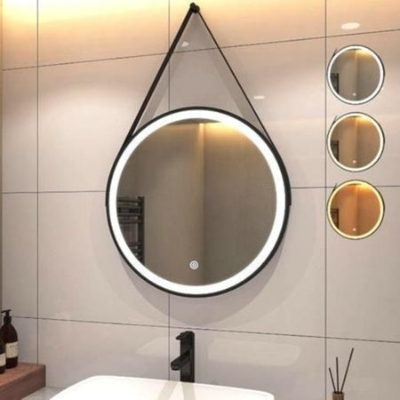 Round LED Mirror 3 Colors with Adnet Strap 45 cm – Evervale