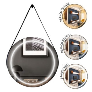 Round LED Mirror 3 Colors with Adnet Strap 45 cm – Evervale