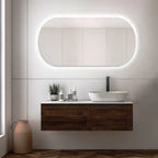Slim Rounded Mirror with LED 80 × 40 cm – Evervale